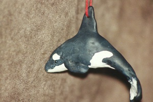[Hanging orca ornament]